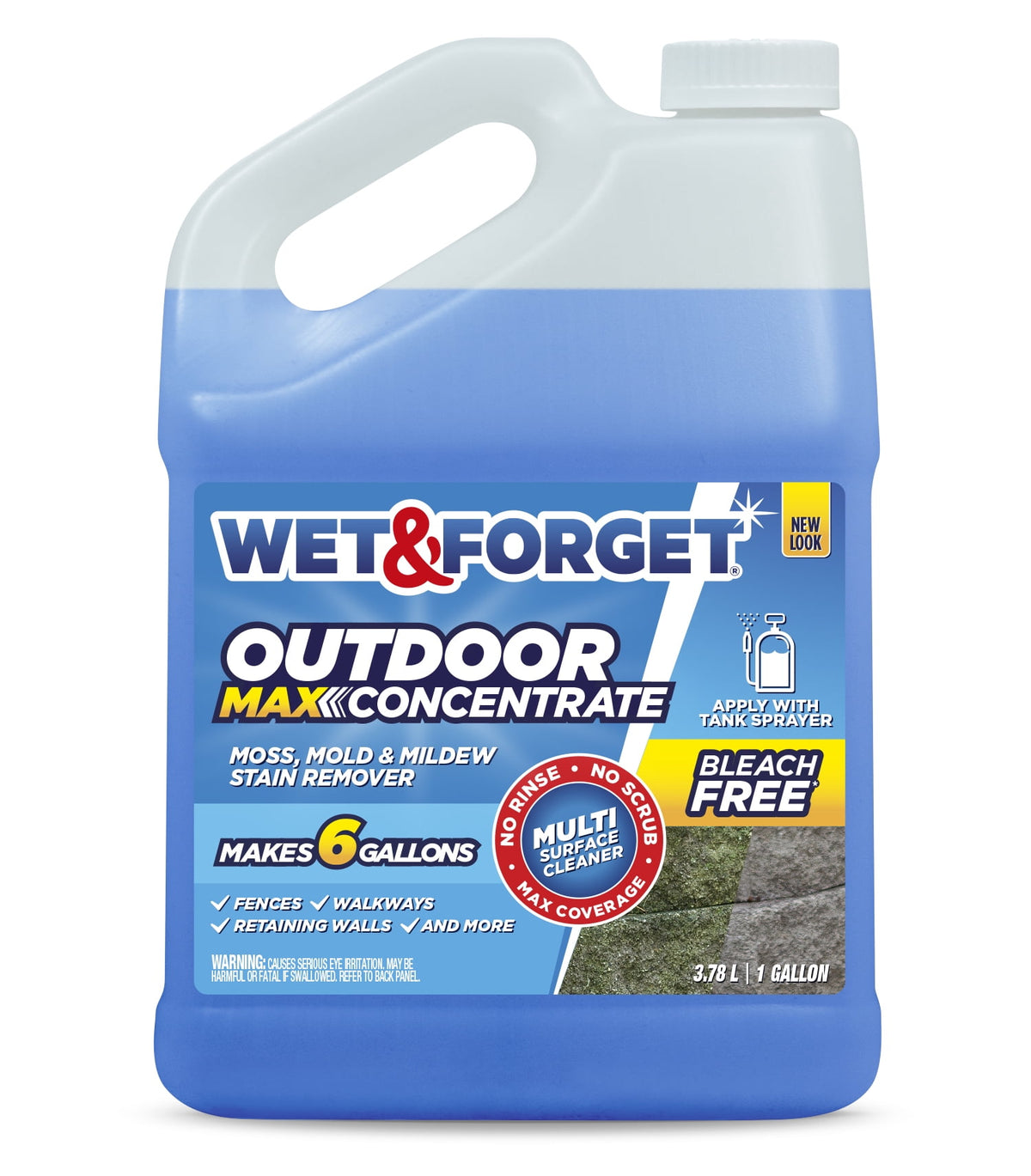 (2 pack) Wet & Forget Outdoor MAX Moss, Mold, Mildew, and Algae Stain Remover Concentrate, 128 oz