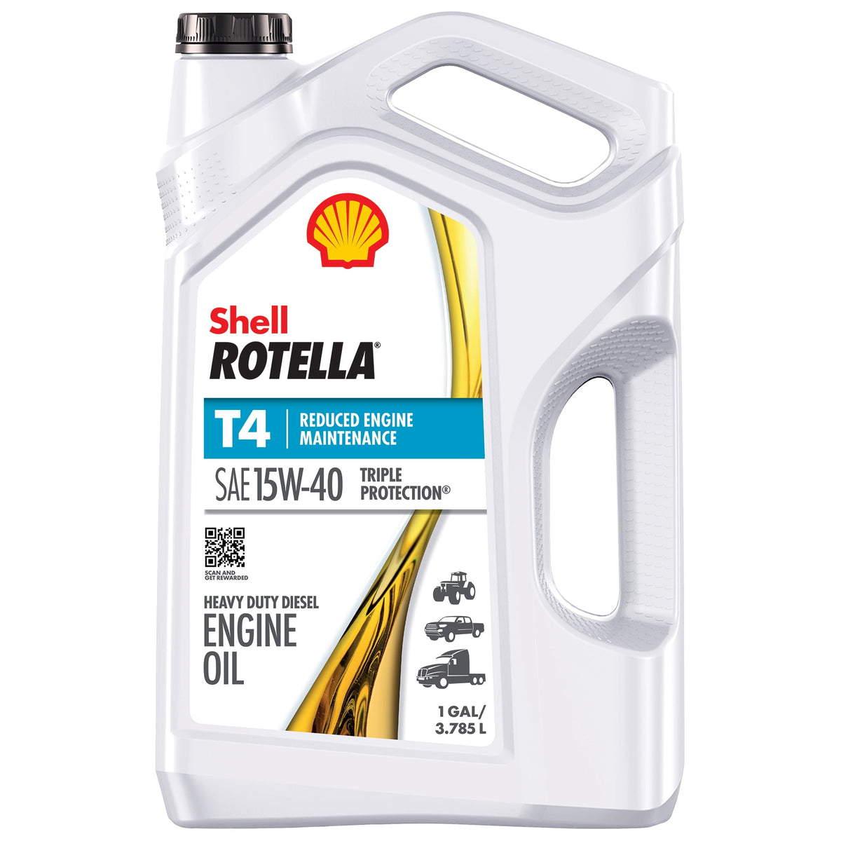 (2 pack) Shell Rotella T4 Triple Protection 15W-40 Diesel Engine Oil, 1 Gallon