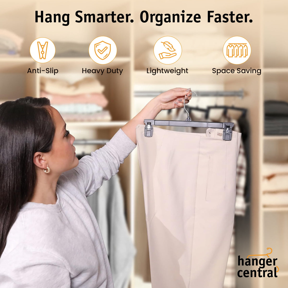Hanger Central 100 Pack Black Plastic Pants And Skirt Hangers 12 inch