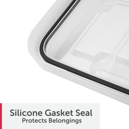 (3 pack) Sterilite Small Gasket Box, 19 Quart IP68 WaterProof Clear Plastic Storage Bin with Lid, Gasket Seal and Durable Latches, Black