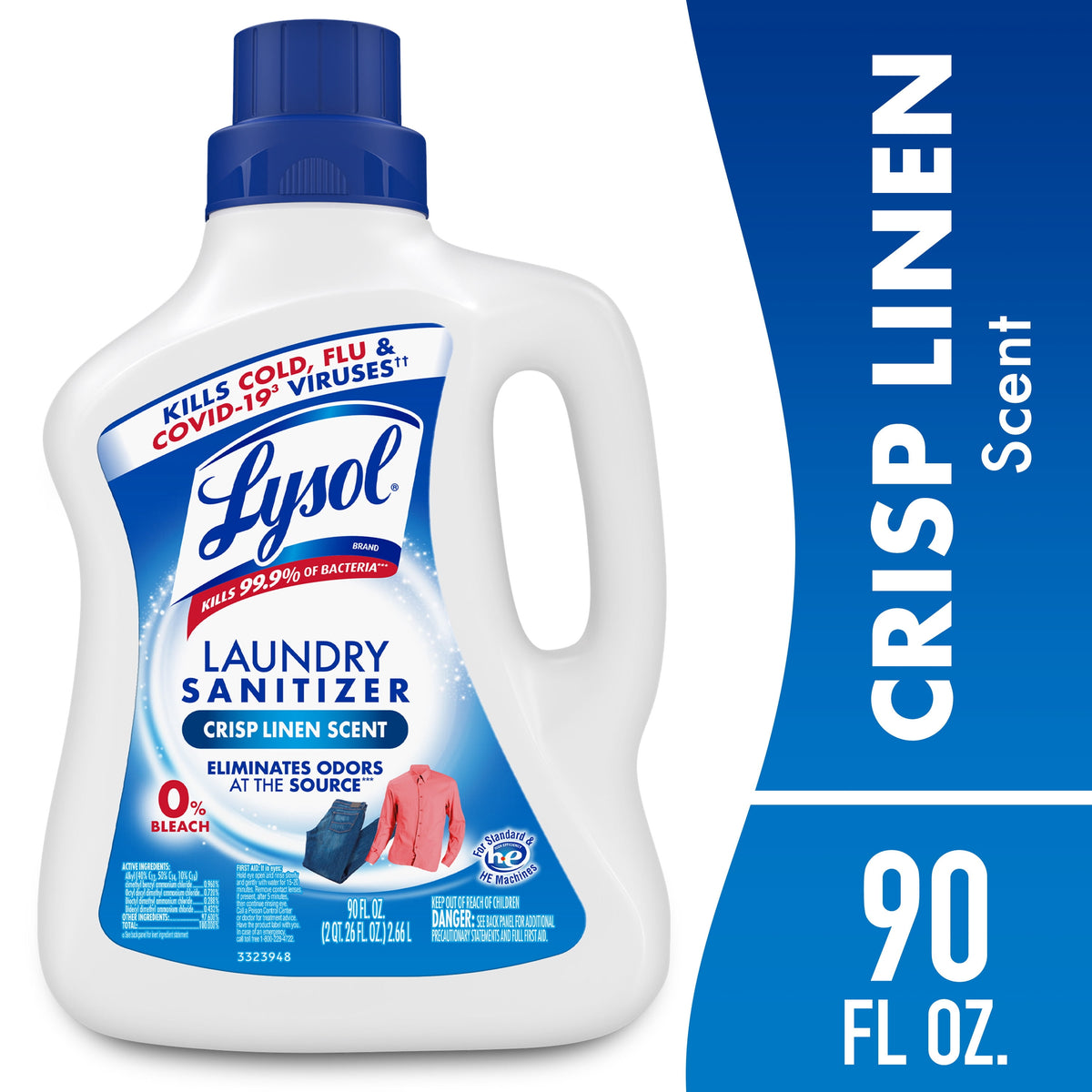 (2 pack) Lysol Laundry Sanitizer Additive, Sanitizing Liquid for Clothes and Linens, Crisp Linen, 90 fl oz