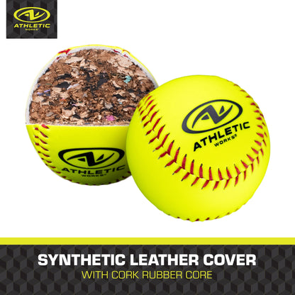 Athletic Works 12-inch Fastpitch Softball Bucket – 1 Dozen Leather Softballs in a Plastic Bucket