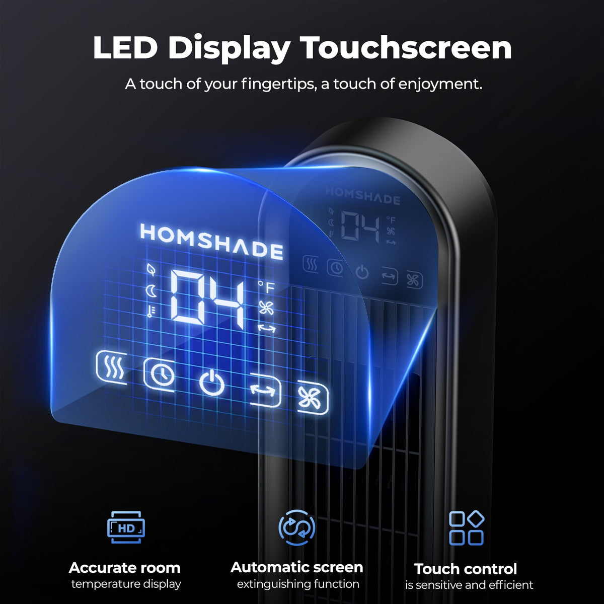 Tower Fan for Home,36" Standing Floor Fan with Remote LED Touchscreen,Patbrela Wide Oscillating Fan,Quiet Home Fan,26 ft/s High Velocity,4 Speeds,4 Modes,8H Timer