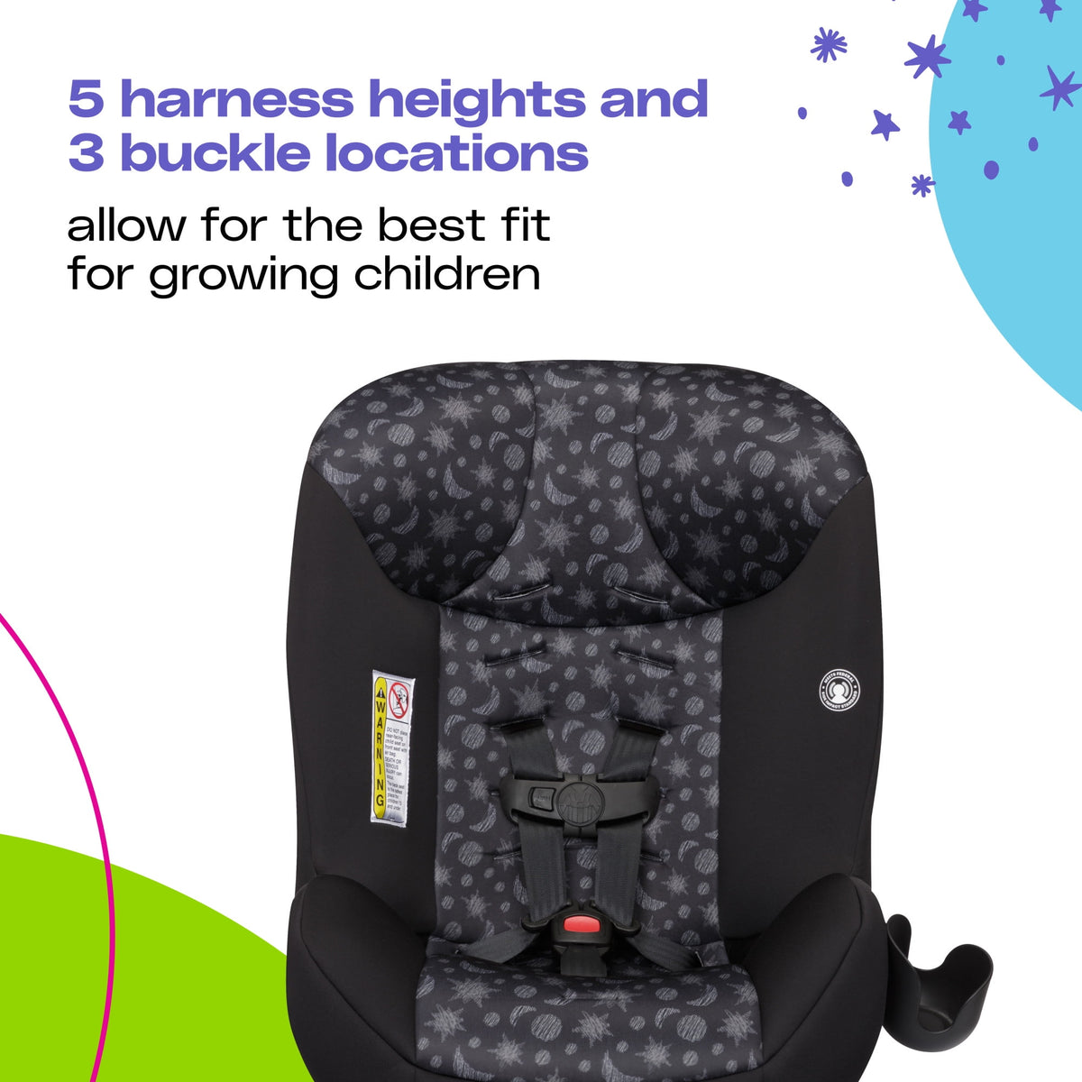 Cosco Kids Scenera Extend Infant & Toddler Car Seat, Convertible Car Seat, Moonlit Night, Black