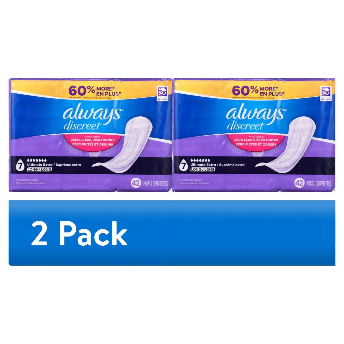 Always Discreet Pads, Ultra Absorbency, Long Length, 104 Count