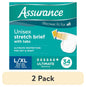 (2 pack) Assurance Unisex Stretch Briefs with Tabs, L/XL, 34 Count