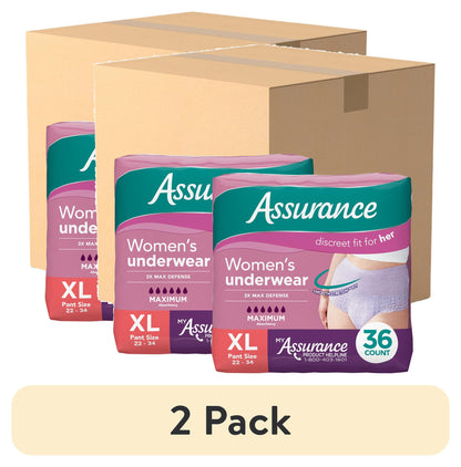 Assurance Women's Incontinence & Postpartum Underwear, X-Large , Maximum Absorbency, 72 Count