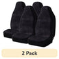 Auto Drive 2- Piece Car Seat Covers High Back Soft Faux Fur Polyester Black, Universal Fit, 2002SC101