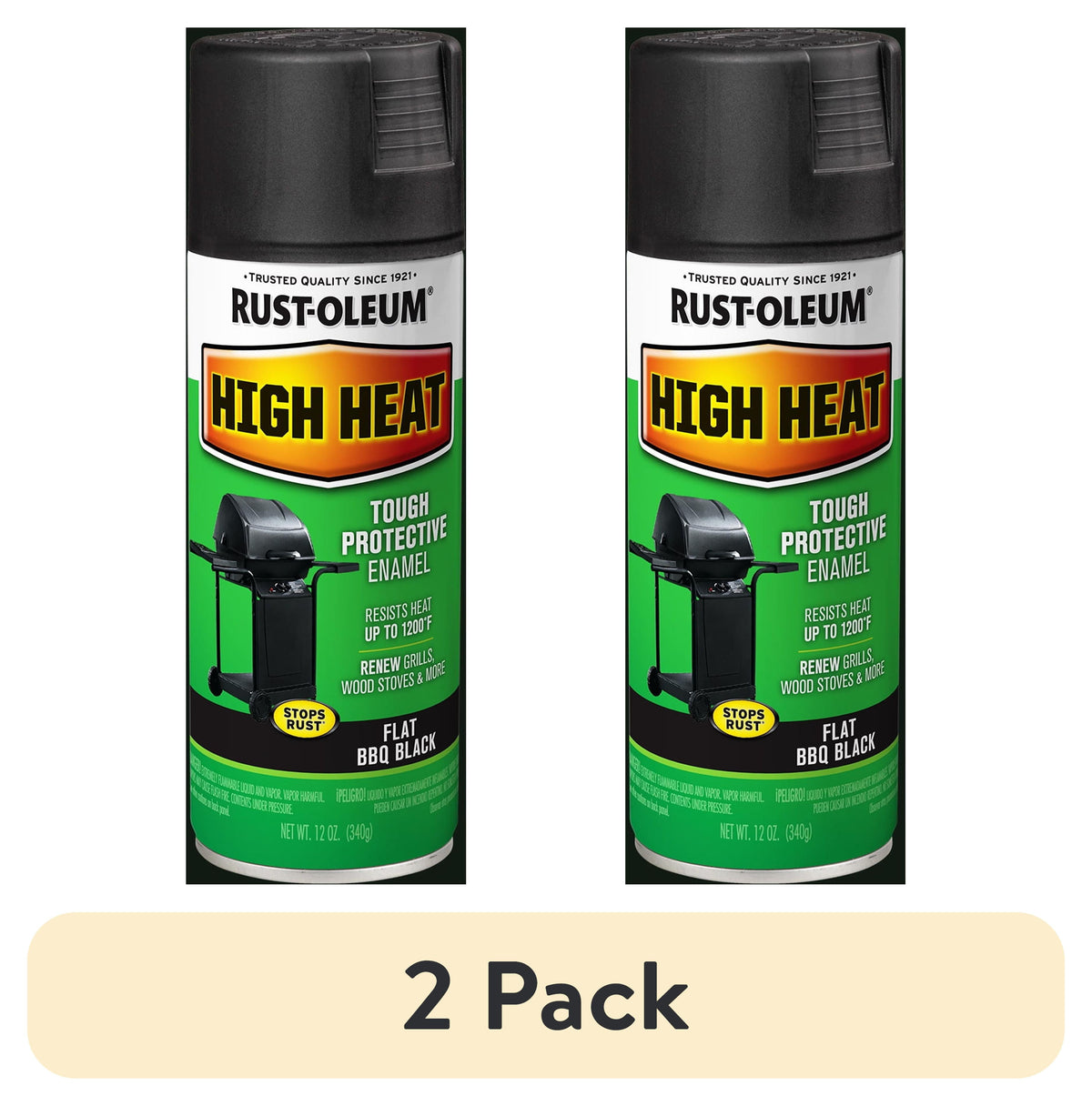 6 Pack, White, Rust-Oleum Specialty Satin High Heat Spray Paint- 12 oz
