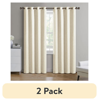 (2 pack) Better Homes & Gardens Solid Woven Textured Grommet Blackout Curtain Panel, 1-Piece, Black, 50" W x 63" L