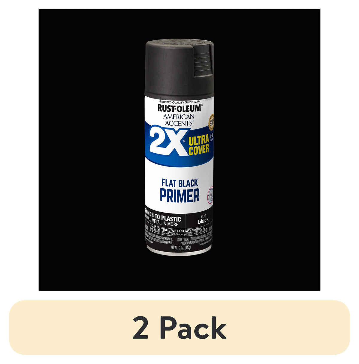 (6 pack) White Primer, Rust-Oleum American Accents 2X Ultra Cover Flat Spray Paint-327914, 12 oz