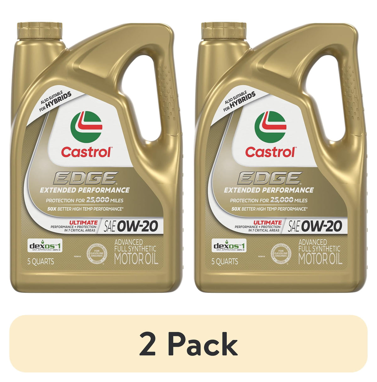 Castrol EDGE Extended Performance 0W-20 Advanced Full Synthetic Motor Oil, 5 Quarts