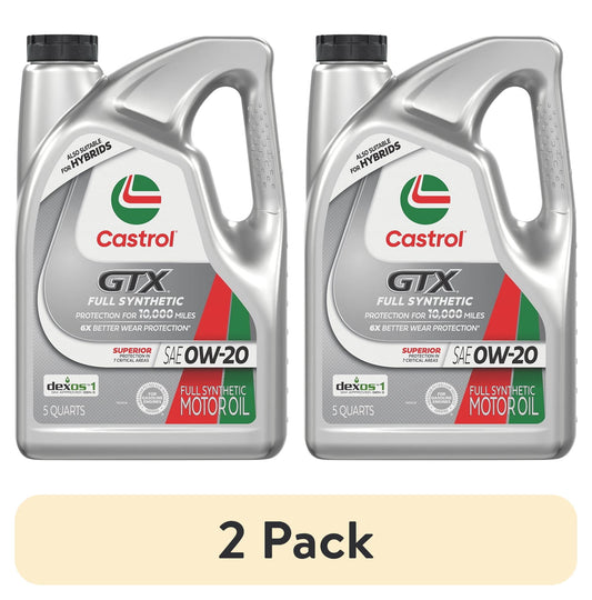 (2 pack) Castrol GTX Full Synthetic 0W-20 Motor Oil, 5 Quarts