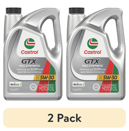 (2 pack) Castrol GTX Full Synthetic 5W-30 Motor Oil, 5 Quarts (RFID)