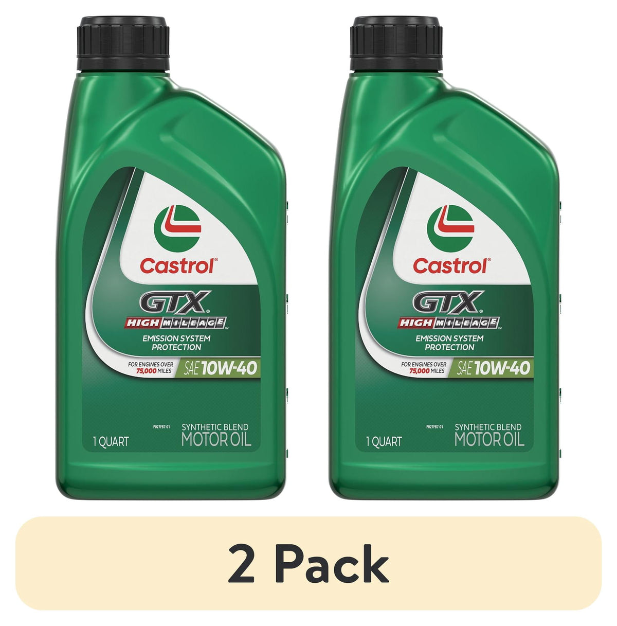 (5 pack) Castrol GTX High Mileage 10W-40 Synthetic Blend Motor Oil, 1 Quart