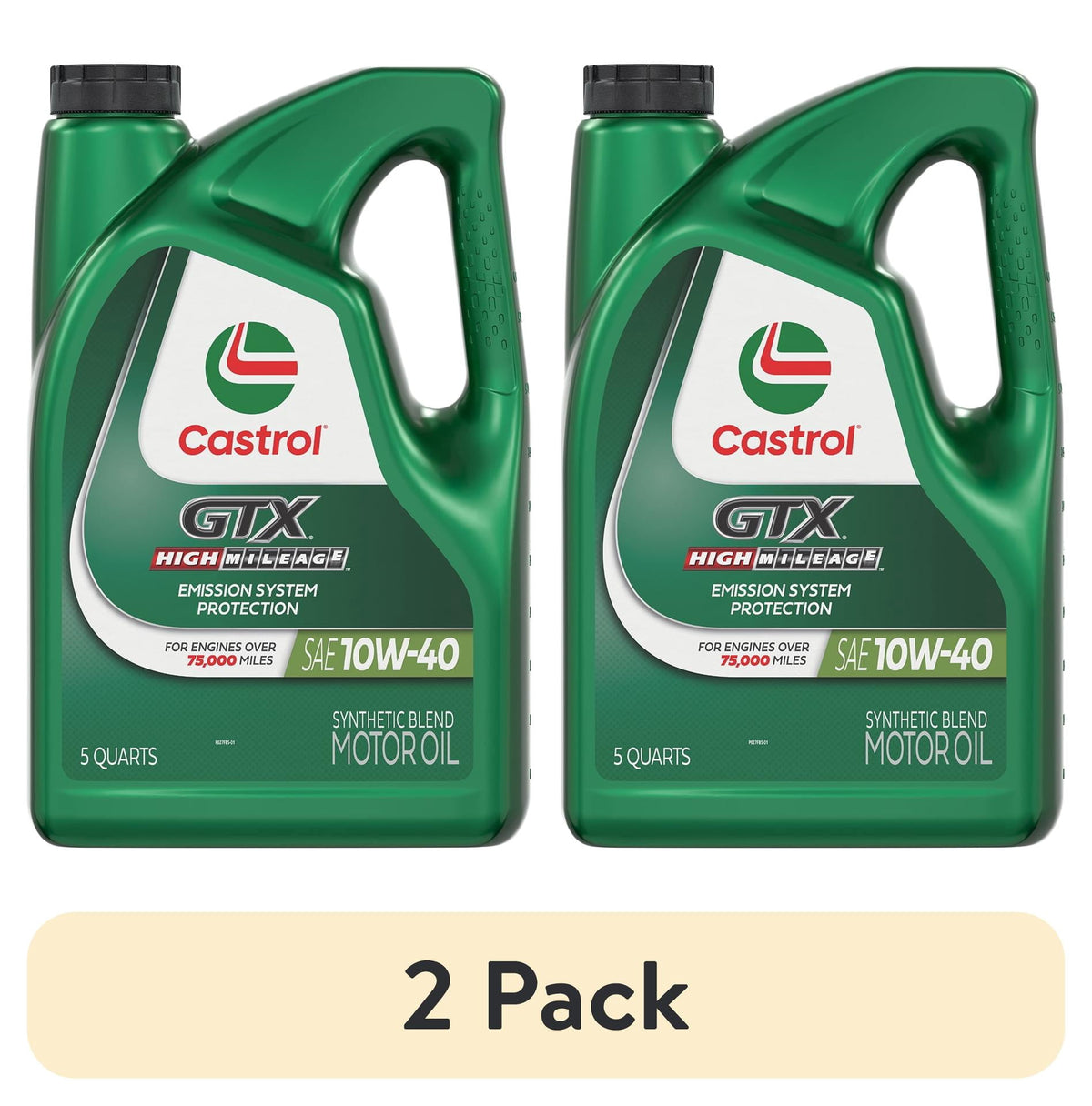 Castrol GTX High Mileage 10W-40 Synthetic Blend Motor Oil, 5 Quarts