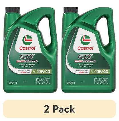 Castrol GTX High Mileage 10W-40 Synthetic Blend Motor Oil, 5 Quarts