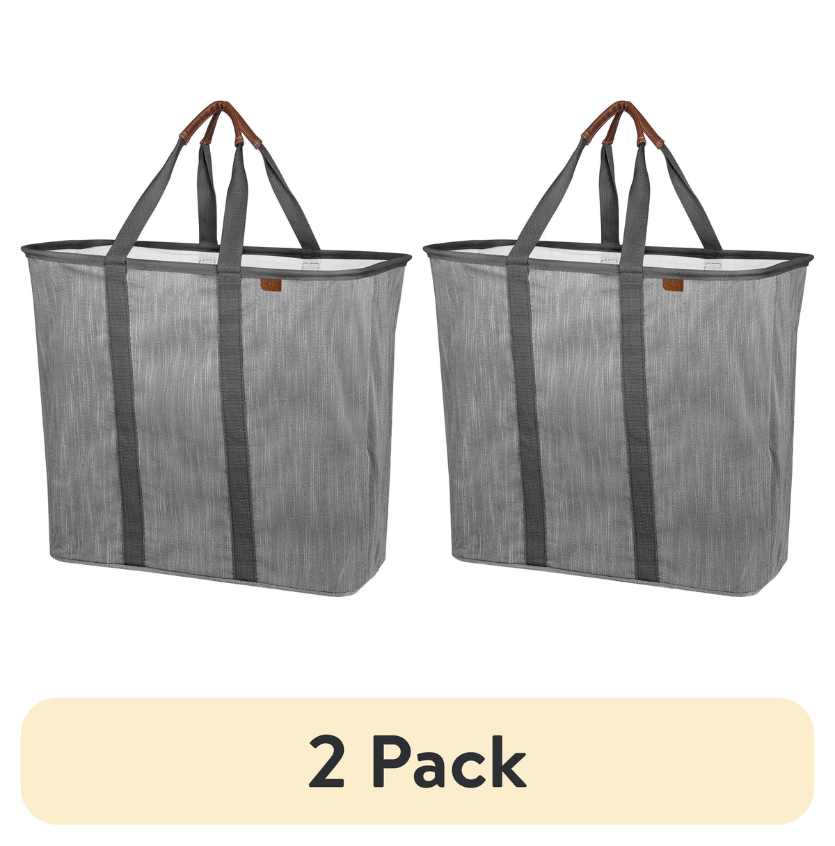 (2 pack) CleverMade Collapsible Fabric Laundry Hamper LUXE, Gray, Adult