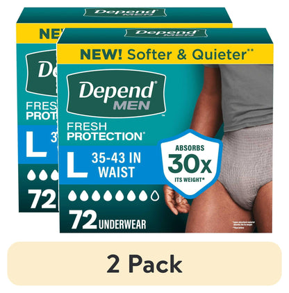 Depend Fresh Protection Incontinence Underwear for Men, Adult Diapers, L (40 Count)