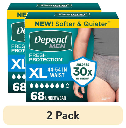 Depend Fresh Protection Incontinence Underwear for Men, Adult Diapers, XL (36 Count)