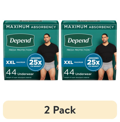 Depend Fresh Protection Incontinence Underwear for Men, Adult Diapers, XXL (44 Count)