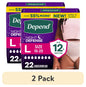 (2 pack) Depend Night Defense Incontinence Underwear for Women, Adult Diapers, L (22 Count)