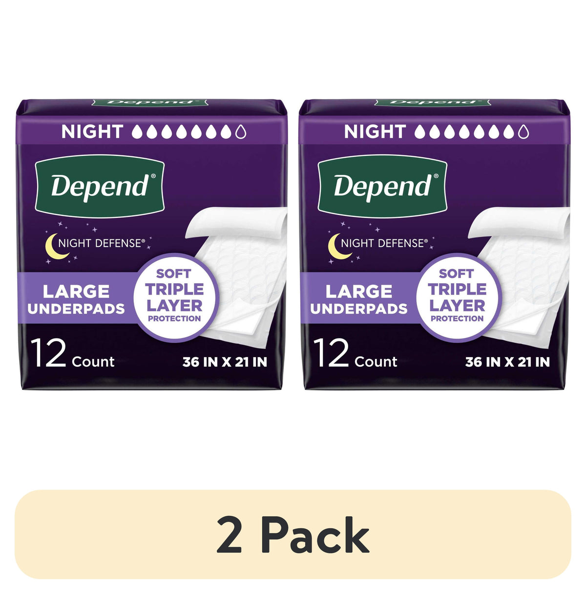 (2 pack) Depend Underpads, Disposable Incontinence Bed Pads for Adults, 36" x 21", 12 Count
