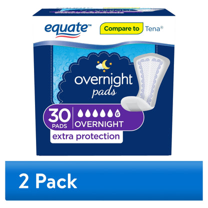 Equate Women's Incontinence Pads, Unscented, Overnight, 120 Count