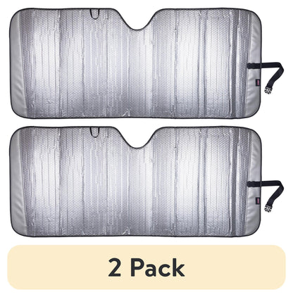 (2 pack) Genuine Dickies Silver Carbon Fiber Accordion Windshield Sun Shade, 41131WDI