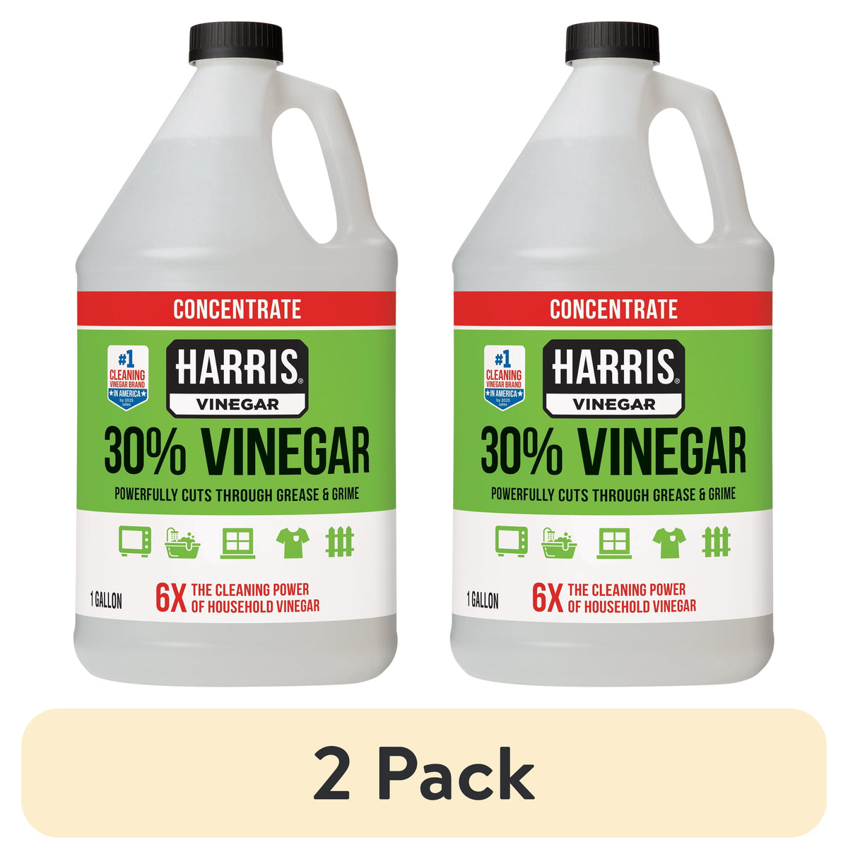 (2 pack) Harris 30% Concentrated Vinegar, Multi-Purpose Use for Home and Outdoor, 1 Gallon