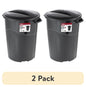 (2 pack) Hyper Tough 32 Gallon Injection Molded Plastic Trash Can with Click Lock Lid