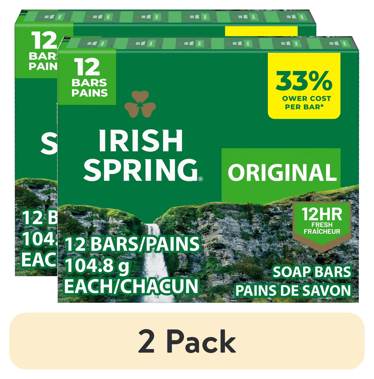 (4 pack) Irish Spring Bar Soap for Men, 12 HR Fresh Deodorant Soap, Original Scent, 3.7 oz Soap Bar (12 Pack)
