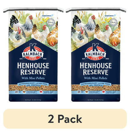 (2 pack) Kalmbach Feeds 18% Henhouse Reserve Extraordinary Whole Grain Layer Feed for Chickens 30 lb bag