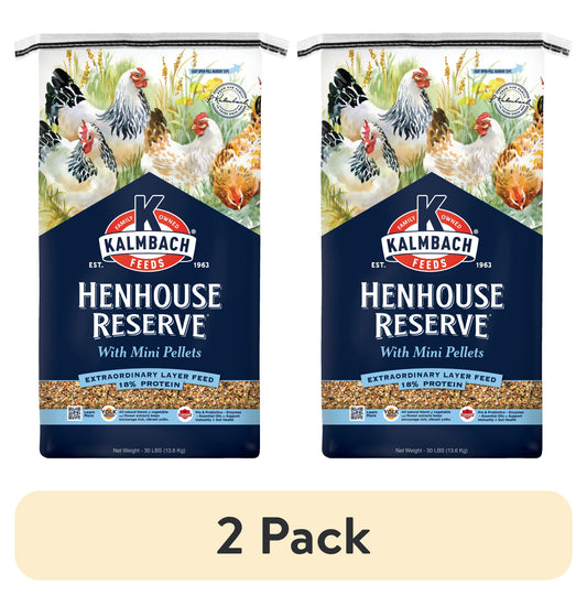 (2 pack) Kalmbach Feeds 18% Henhouse Reserve Extraordinary Whole Grain Layer Feed for Chickens 30 lb bag