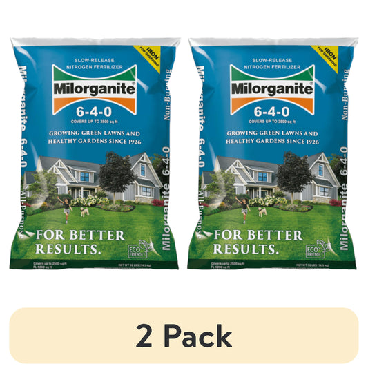 (2 pack) Milorganite Long Lasting All Purpose Lawn Food, 6-4-0 Fertilizer, 32 lb.
