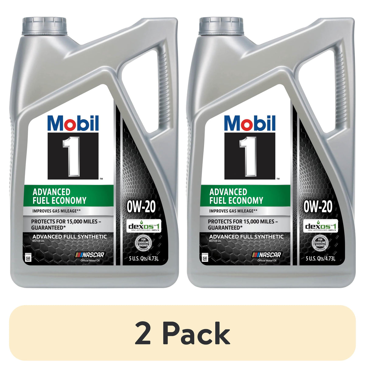 Mobil 1 Advanced Fuel Economy Full Synthetic Motor Oil 0W-20, 5 Quart