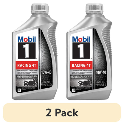 (3 pack) Mobil 1 Racing 4T Full Synthetic Motorcycle Oil 10W-40, 1 Quart