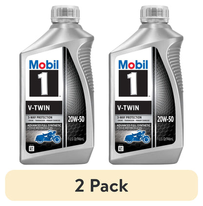(5 pack) Mobil 1 V-Twin Full Synthetic Motorcycle Oil 20W-50, 1 Quart