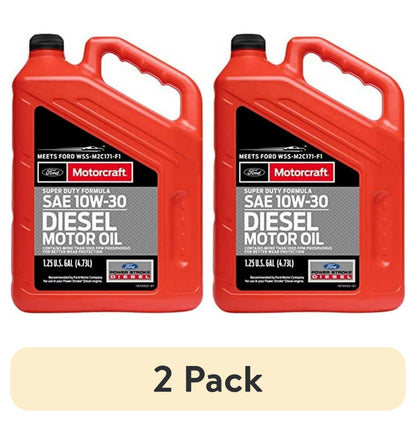 (2 pack) Motorcraft Super Duty Diesel Motor Oil, 10W-30 - A premium-quality motor oil specifically developed for Ford Motor Company vehicles, 5 quart jug, sold by each