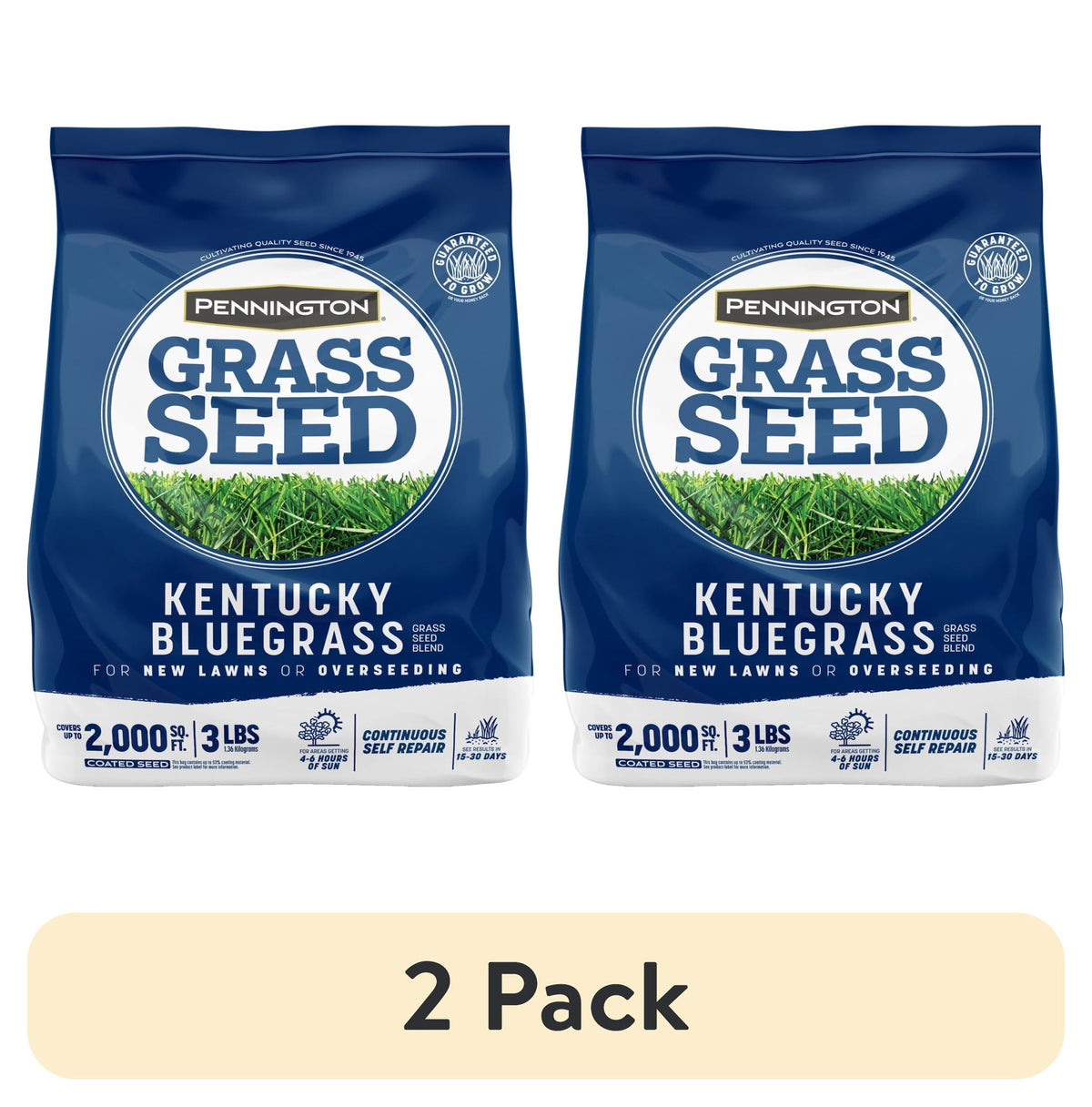 (2 pack) Pennington Kentucky Bluegrass Northern Grass Seed Mix for Sun to Partial Shade, 3 lb