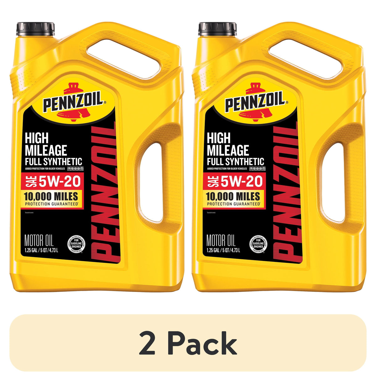 (2 pack) Pennzoil High Mileage Full Synthetic 5W-20 Motor Oil, 5 Quart