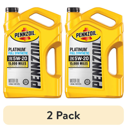 (2 pack) Pennzoil Platinum Full Synthetic 5W-20 Motor Oil, 5-Quart