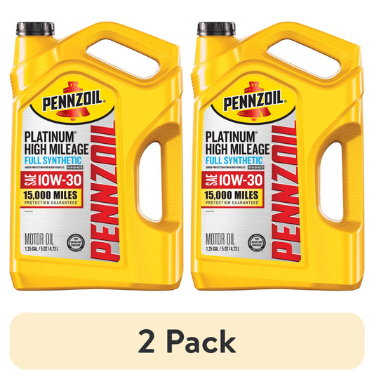 (2 pack) Pennzoil Platinum High Mileage Full Synthetic 10W-30 Motor Oil, 5 Quart