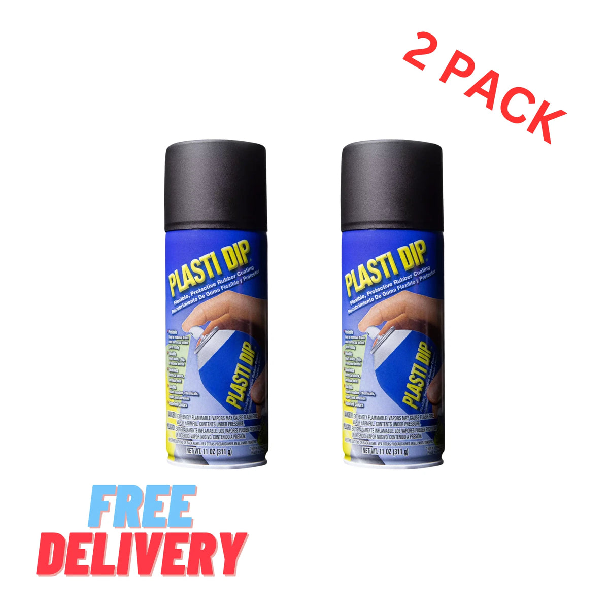 (4 pack) Plasti Dip Rubberized Matte Black Spray, 11oz