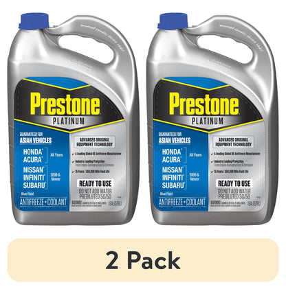 (2 pack) Prestone Platinum Asian Blue Antifreeze + Coolant, Ready-to-Use, Prediluted 50/50, 1 Gallon