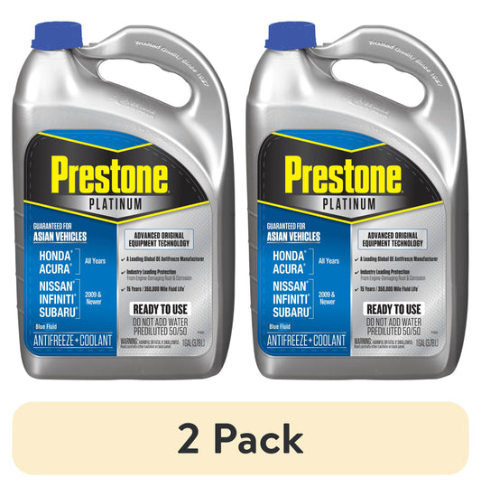 (2 pack) Prestone Platinum Asian Blue Antifreeze + Coolant, Ready-to-Use, Prediluted 50/50, 1 Gallon