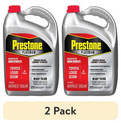(2 pack) Prestone Platinum Asian Red Antifreeze and Coolant Prediluted 50/50 for Toyota, Lexus & Scion, 1 Gallon