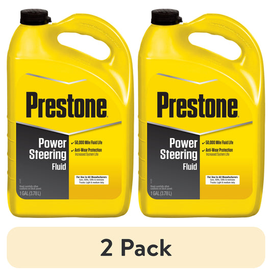 (2 pack) Prestone Universal Power Steering Fluid for Cars and Trucks - 1 gal - Anti-Wear, 50,000 mile