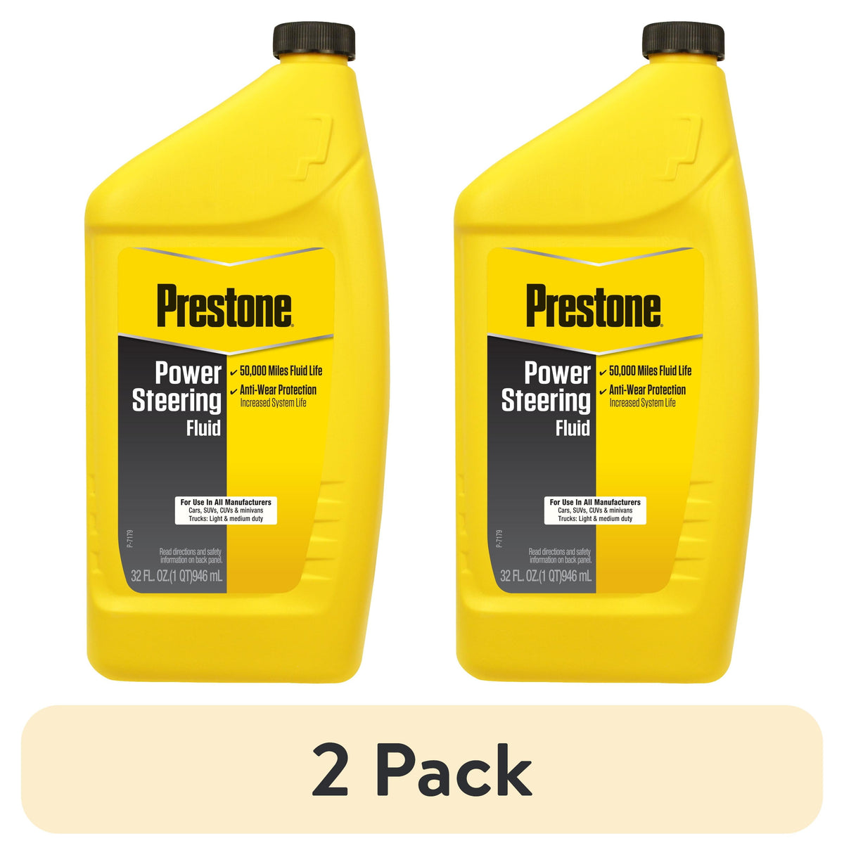 (6 pack) Prestone Power Universal Steering Fluid for Cars and Trucks - 32 fl oz - Anti-wear, 50,000 mile