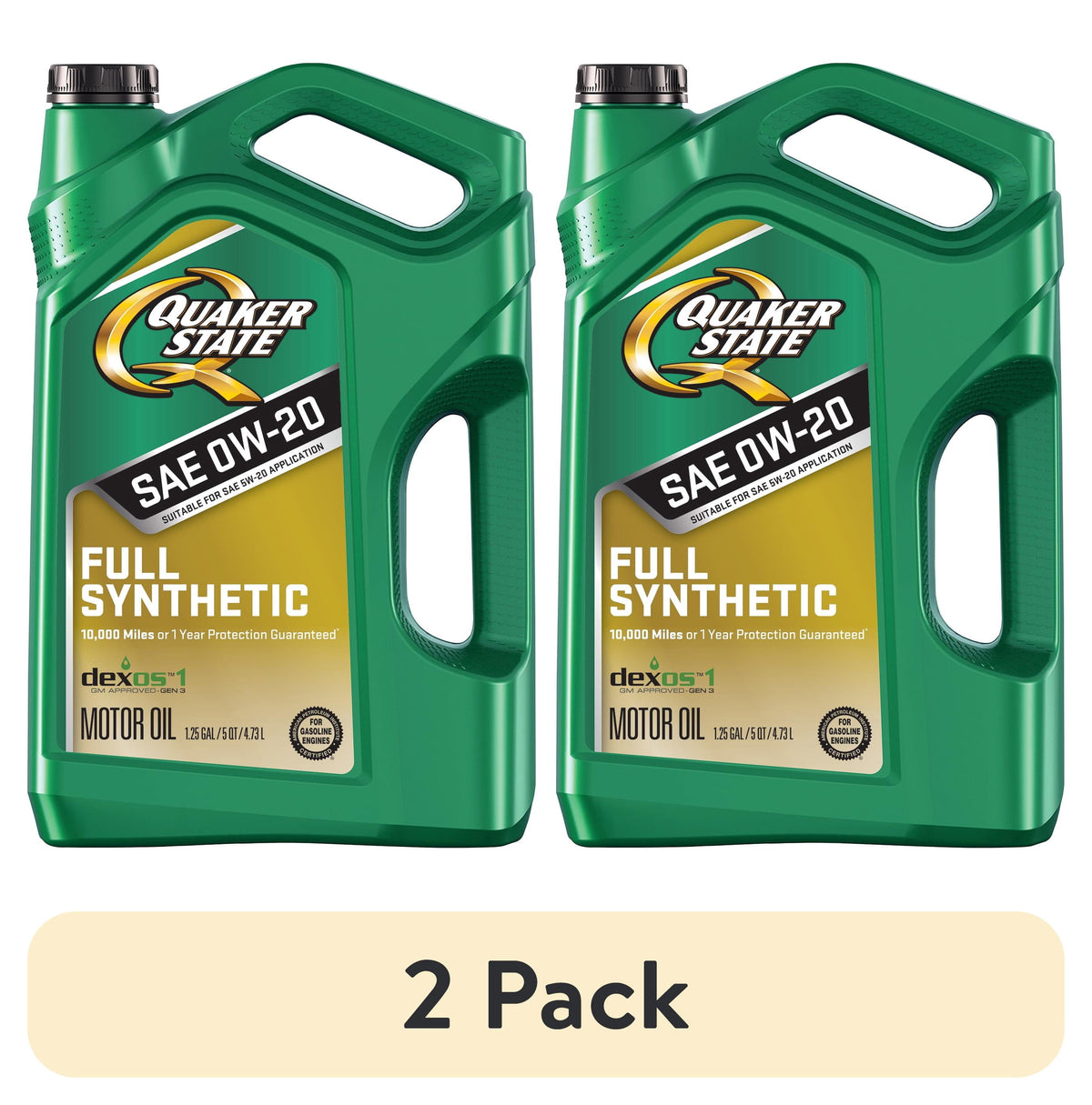 (2 pack) Quaker State Full Synthetic 0W-20 Motor Oil, 5-Quart